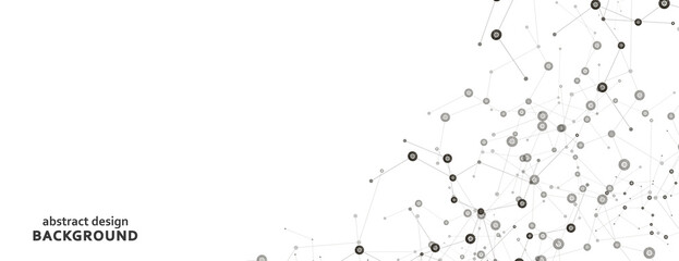 Vector banner design. Connecting dots and lines. Global network graphic. Geometric abstract background