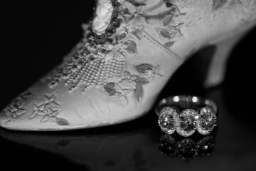 Three Stone Sapphire Ring And Miniature Shoe