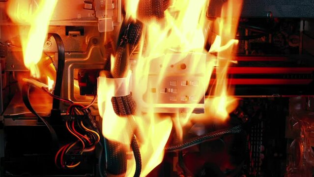 PC Attack Starts Fire - Malware, Hacker Concept