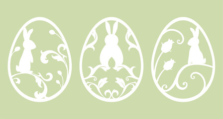 A set of three elegant Easter egg designs
