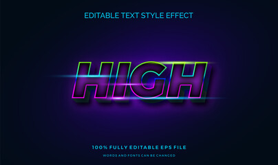 modern futuristic style and shiny blue effect editable text style. Vector editable text effect