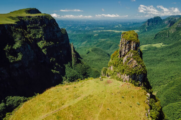 Summer day on canyons in Urubici, Santa Catarina, Brazil. Aerial view