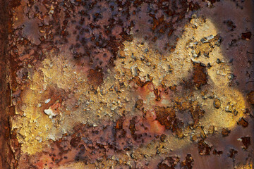 rusty metal background with golden paint