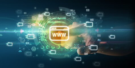 touching with soft gesture multimedia screen with future technology concept