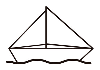 Icono negro de velero en fondo blanco.