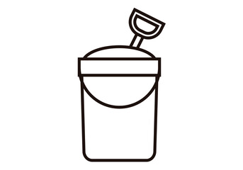 Icono negro de cubo de arena con pala.