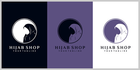 Hijab women logo design tamplate with creative unique moderen