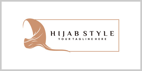 Hijab women logo design tamplate with creative unique moderen