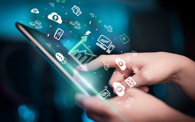 Close-up of a touchscreen with hand drawn icons