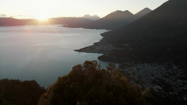 Strikingly Beautiful Sunset Of Rostro Maya In Guatemala - revolving aerial shot