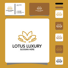 Lotus line with silhouette logo design Premium Vector 