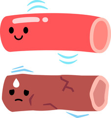 柔らかい血管と硬い血管のキャラクター