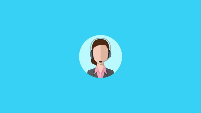 animation of customer service support woman icon