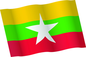Waving Myanmar flag