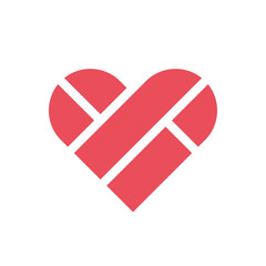 Love bricks logo icon vector image, brick heart symbol illustration