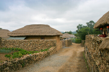 Traditional Korean buildings and beautiful nature