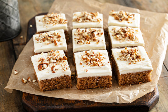 Carrot or spice cake with cream cheese frosting