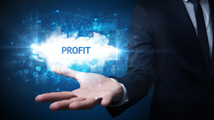 Hand of Businessman holding motivational message