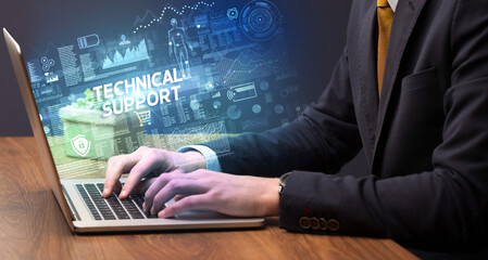 Businessman working on laptop concept