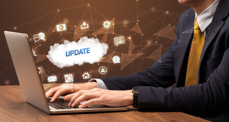 Businessman working with laptop concept