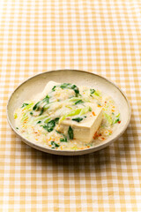 家庭料理　豆腐の蟹ミルクあんかけ　日本