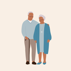 Portrait Of Black Senior Couple Smiling And With Arms Around.