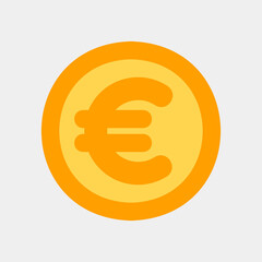 Euro coin icon in flat style about currency, use for website mobile app presentation