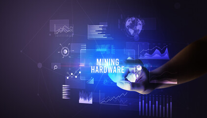 hand touching digital button, modern technology concept