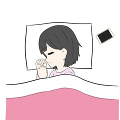 横向きで寝る女の子