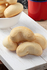 Traditional cheese biscuit  with coffee.