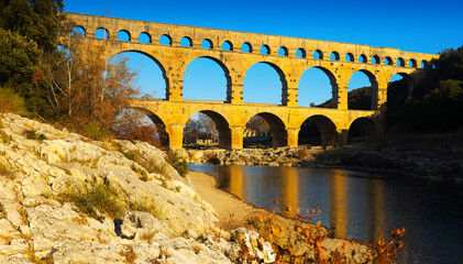 Fototapeta na wymiar The Aqueduct Bridge is cultural landmark of France outdoors.