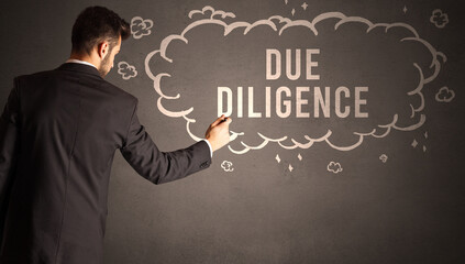 businessman drawing a cloud with inscription