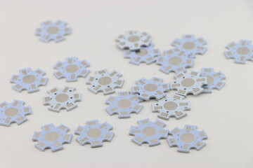 Group of Aluminum base Star type High Power LED Heat Sink on a white background