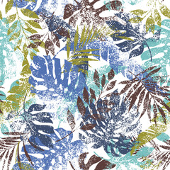 Seamless pattern of beautiful tropical plants,