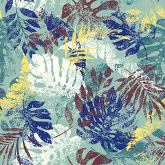 Seamless pattern of beautiful tropical plants,