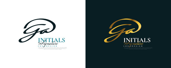 Initial G and A Logo Design in Elegant Gold Handwriting Style. GA Signature Logo or Symbol for Wedding, Fashion, Jewelry, Boutique, and Business Identity