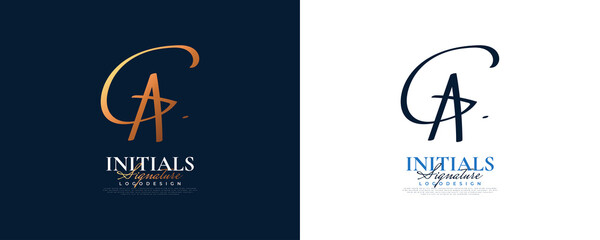 Initial G and A Logo Design in Elegant Gold Handwriting Style. GA Signature Logo or Symbol for Wedding, Fashion, Jewelry, Boutique, and Business Identity