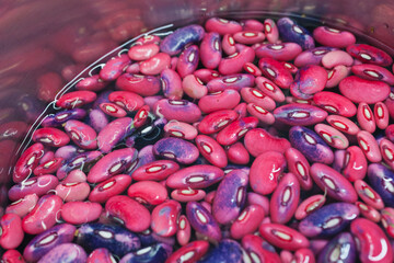 Scarlett runner beans in silver bowl - 493875341