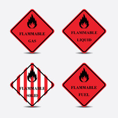 Sign Flammable Liquid Gas Solid Fuel . Vector