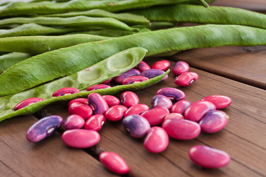 Scarlett runner beans on table