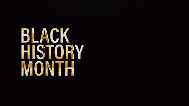 Black History Month golden text with light effect and copy space. 4K 3D rendering isolated transparent element for for Black History Mont title intro overlay. 
