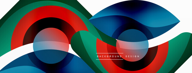 Obraz premium Creative geometric wallpaper. Minimal abstract background. Circle wave and round shapes composition vector illustration for wallpaper banner background or landing page
