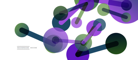 Abstract background. Round dots connected by lines. Trendy techno business template for wallpaper, banner, background or landing