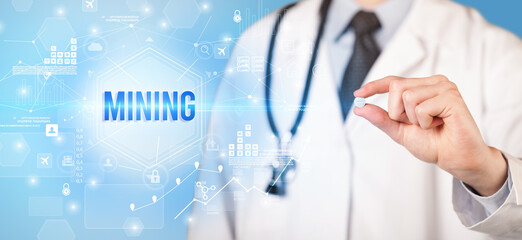 Doctor giving a pill concept