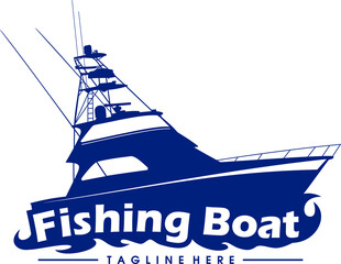 silhouette of a boat fishing boat vector fishing boat logo design