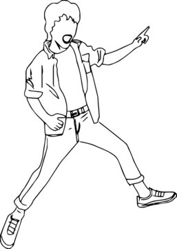 Line art illustration kid boy in stylish pose, Outline sketch drawing vector for young fashion boy for print ad design