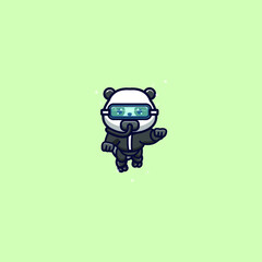 cute panda snorkelling vector illustration