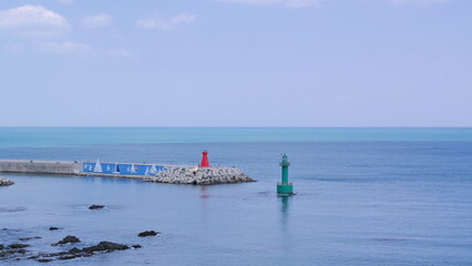 Obraz premium the Eupcheon Port and Lighthouse on the East Coast of Korea