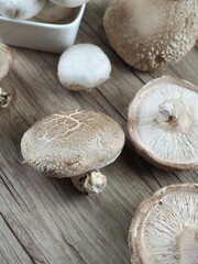 신선한 유기농 양송이버섯과 표고버섯