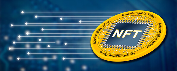 NFT non-fungible token. Technology abstract. NFT concept.